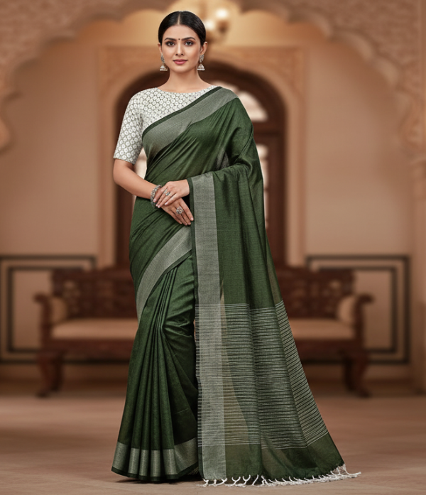 Untitled design (57) Handloom Cotton Blend Saree with Blouse