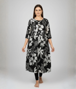Floral Print fit & Flare Kurti Cotton Blend