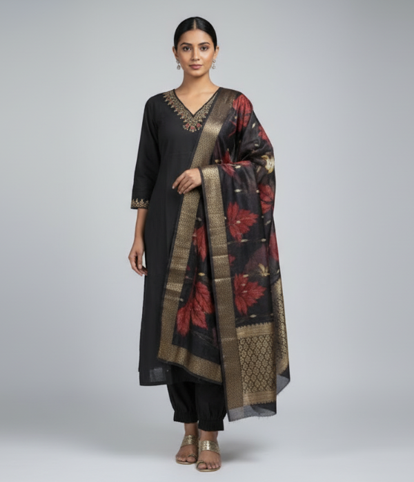 Viscos Rayon Kurthi Bottom Digital Printed Dupatta Set