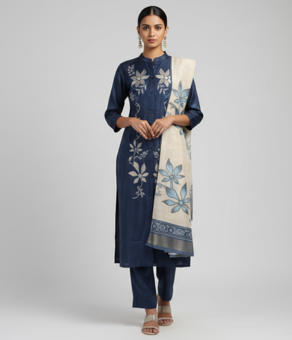 Cotton Blended Kurti Bottom Printed Dupatta Set