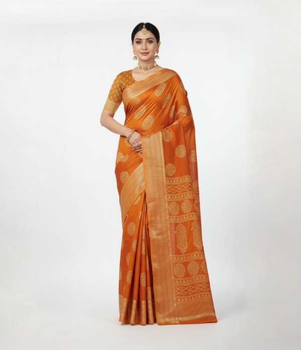 Woven design with zari work saree