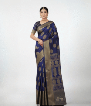 Woven design with zari work saree