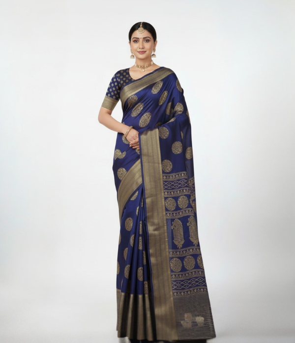 Woven design with zari work saree