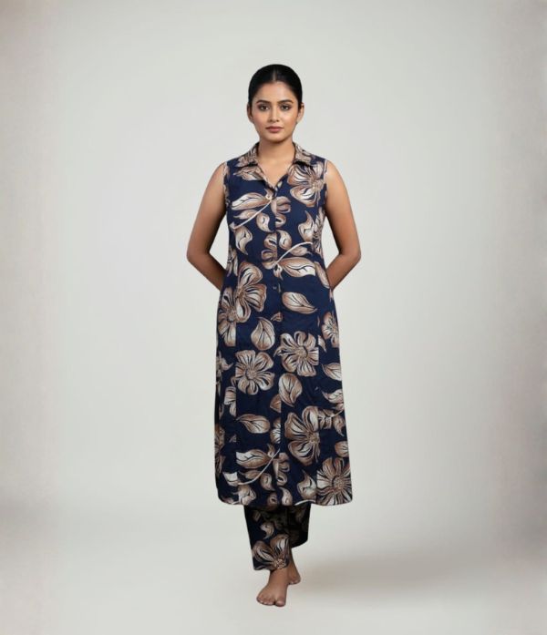 Rayon Co-Rd Set Collar Neck Kurthi With Bottom