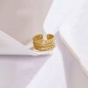 Gold-Plated Anti Tarnish Stainless Steel Contemporary Adjustable Ring