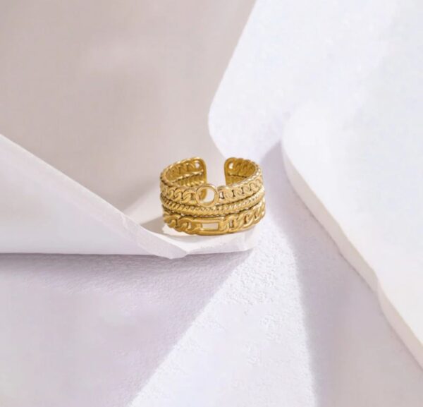 Gold-Plated Anti Tarnish Stainless Steel Contemporary Adjustable Ring