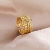 Gold-Plated Anti Tarnish Stainless Steel Contemporary Adjustable Ring