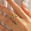 Gold Plated Anti Tarnish Stainless Steel Star Themed Contemporary Ring