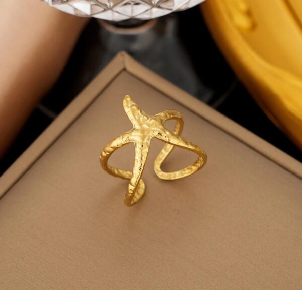 Gold Plated Anti Tarnish Stainless Steel Star Themed Contemporary Ring