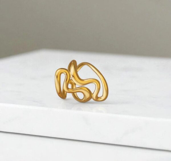 Gold Plated Anti Tarnish Stainless Steel Irregular Contemporary Ring