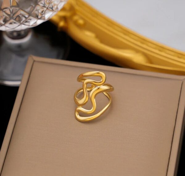 Gold Plated Anti Tarnish Stainless Steel Irregular Contemporary Ring