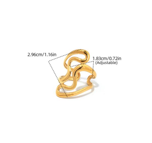 Gold Plated Anti Tarnish Stainless Steel Irregular Contemporary Ring