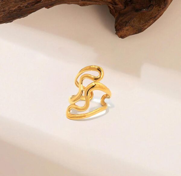 Gold Plated Anti Tarnish Stainless Steel Irregular Contemporary Ring