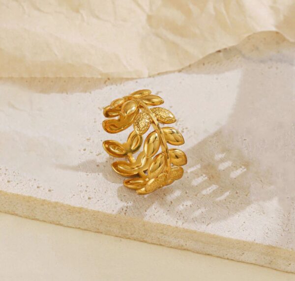 Gold Plated Anti Tarnish Stainless Steel Contemporary Adjustable Finger Ring