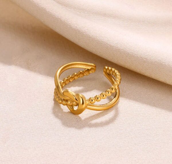 Gold Plated Anti Tarnish Stainless Steel Contemporary Adjustable Finger Ring