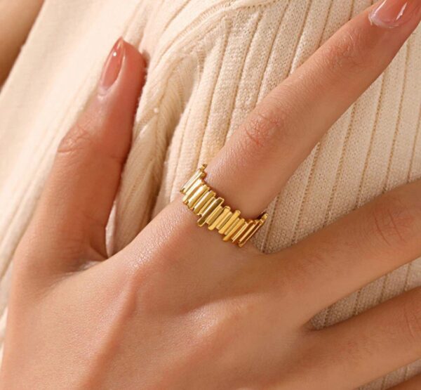 Gold Plated Anti Tarnish Stainless Steel Contemporary Adjustable Finger Ring
