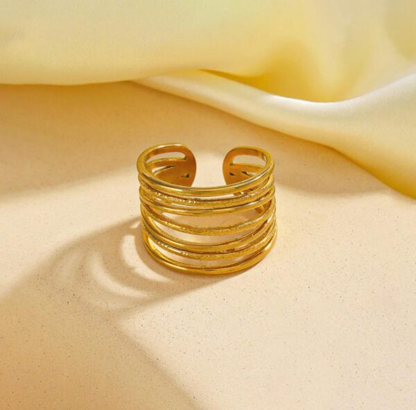 Gold Plated Anti Tarnish Stainless Steel Contemporary Adjustable Finger Ring