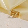 Gold Plated Anti Tarnish Stainless Steel Contemporary Adjustable Finger Ring