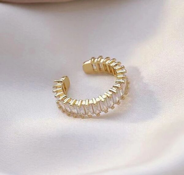 Gold Plated Stainless Steel Anti Tarnish White Adjustable Finger Ring For Women