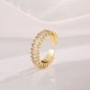 Gold Plated Stainless Steel Anti Tarnish White Adjustable Finger Ring For Women