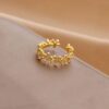 Gold Plated Anti Tarnish Stainless Steel Floral Themed Adjustable Finger Ring