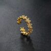 Gold Plated Anti Tarnish Stainless Steel Floral Themed Adjustable Finger Ring