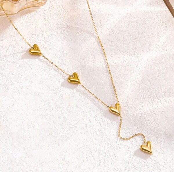 Gold-plated anti tarnish heart themed long necklace