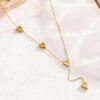 Gold-plated anti tarnish heart themed long necklace