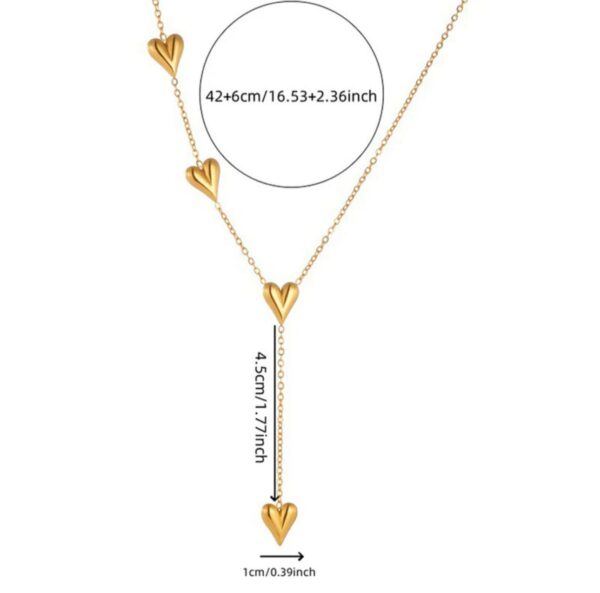 Gold-plated anti tarnish heart themed long necklace