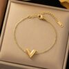 Gold plated stainless steel anti tarnish  v - shaped wraparound bracelet for women