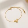 Gold plated stainless steel anti tarnish  v - shaped wraparound bracelet for women