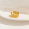 Gold plated anti tarnish stainless steel contemporary adjustable finger ring