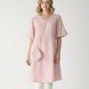 English Factory Smocked Textured Puff Sleeve  Midi Dress  With bag