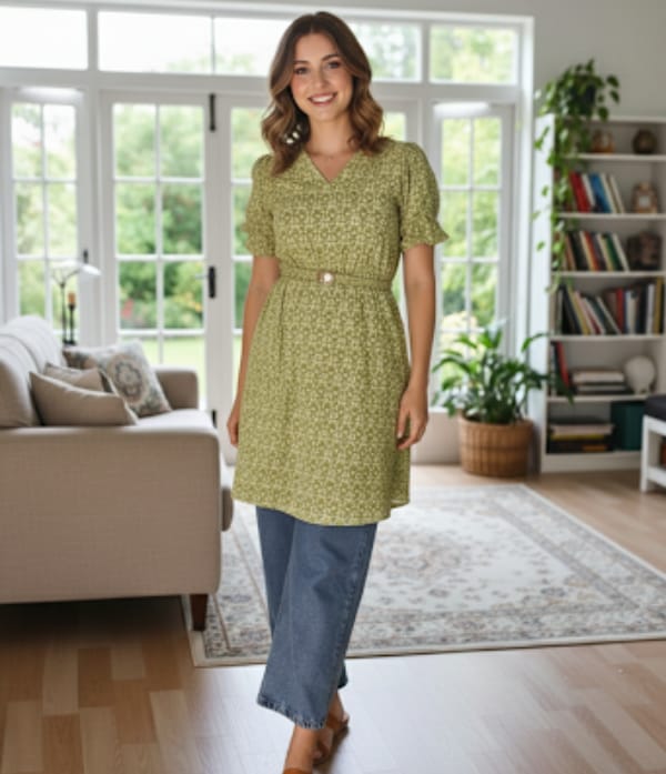 English Factory Smocked Textured Puff Sleeve  Midi Dress  With bag