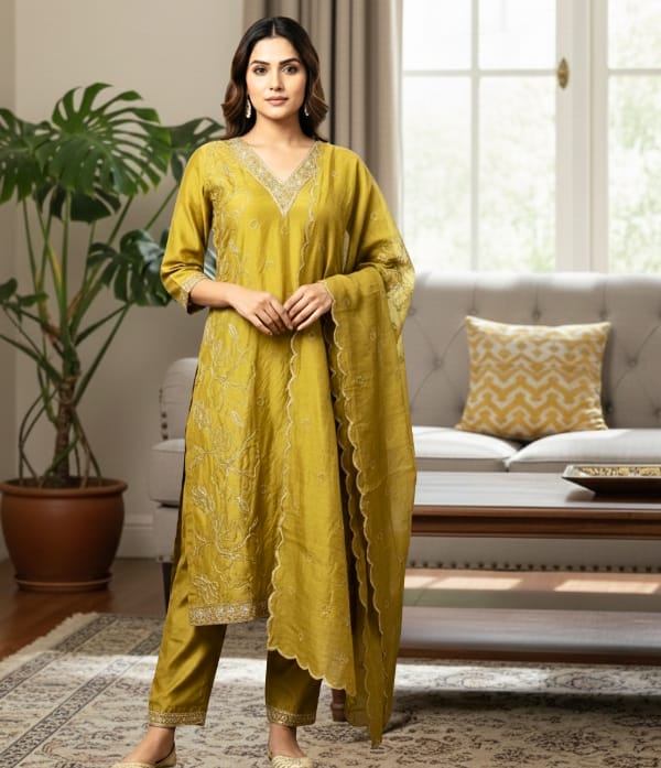 Malchanderi  beads , hand and thread work Churidar sett