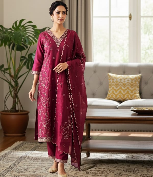 Malchanderi  beads , hand and thread work Churidar sett