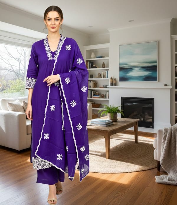 Malchanderi thread work Churidar sett