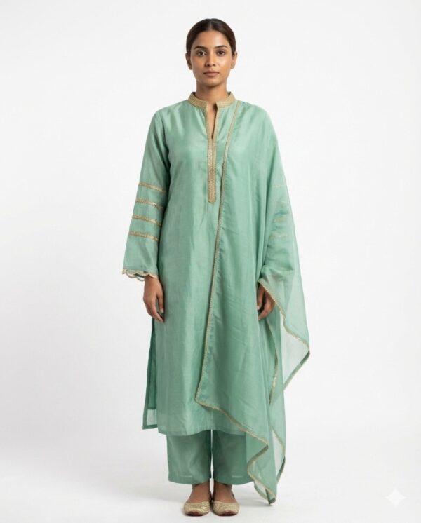 Uppada silk beads work Churidar sett