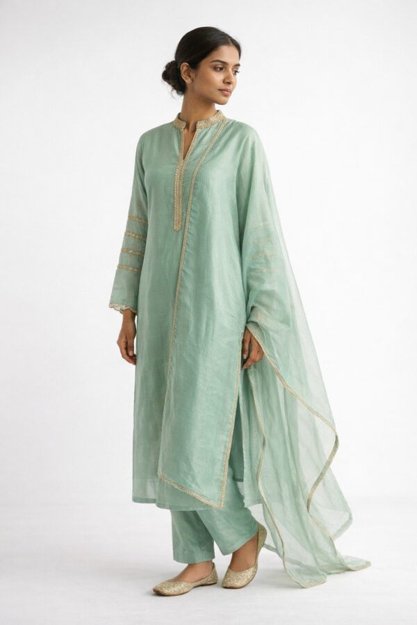 Uppada silk beads work Churidar sett