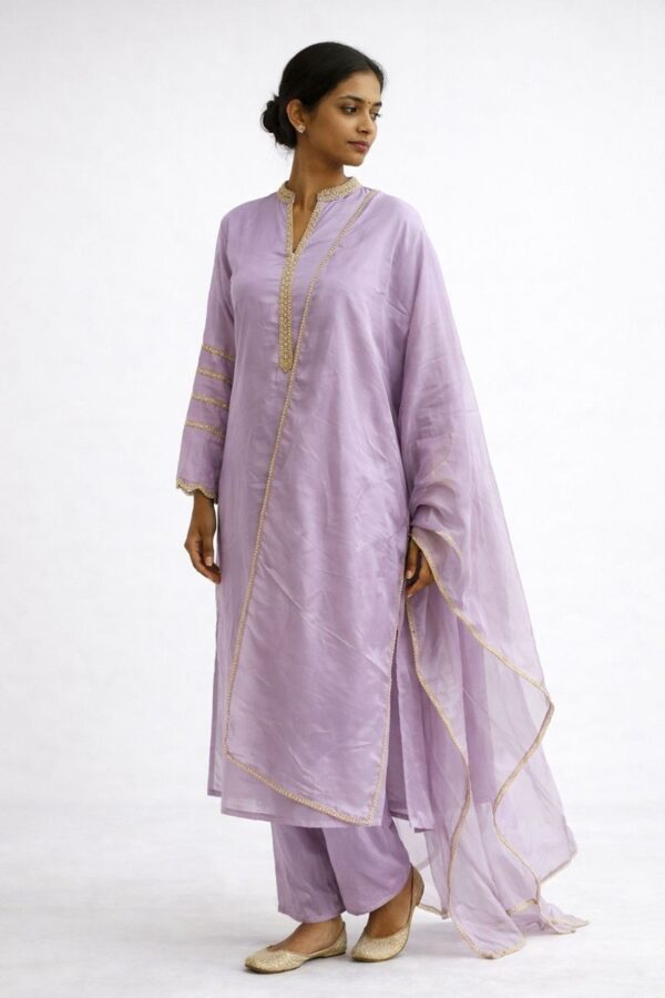 Uppada silk beads work Churidar sett