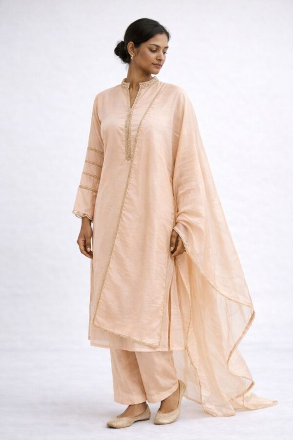 Uppada silk beads work Churidar sett