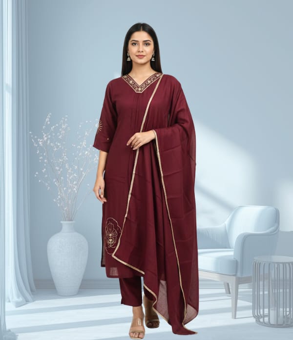 Malchandari bead works Churidar sett