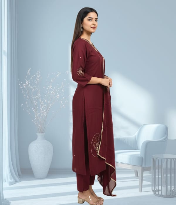 Malchandari bead works Churidar sett