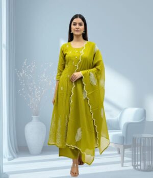 Malchandari thread work Churidar sett