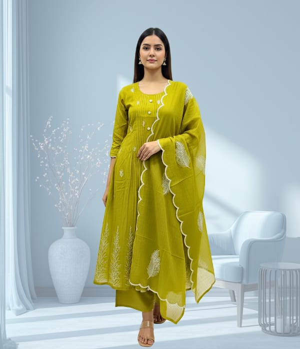 Malchandari thread work Churidar sett