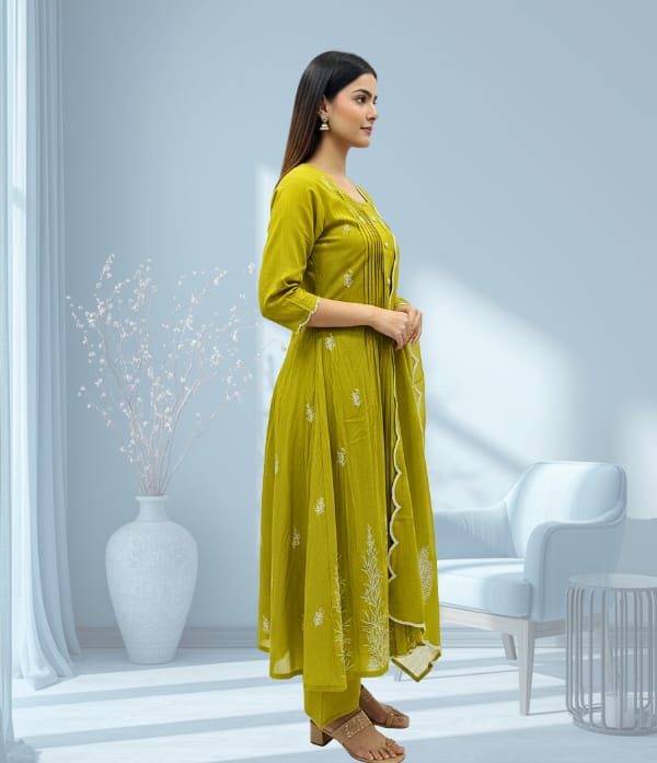 Malchandari thread work Churidar sett