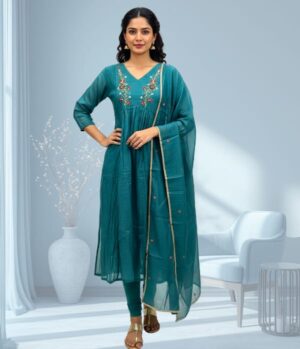 Malchandari thread work and bead work Churidar sett