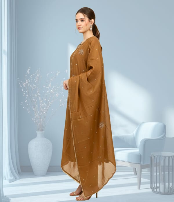 Malappuram fabric thread and bead work Churidar sett